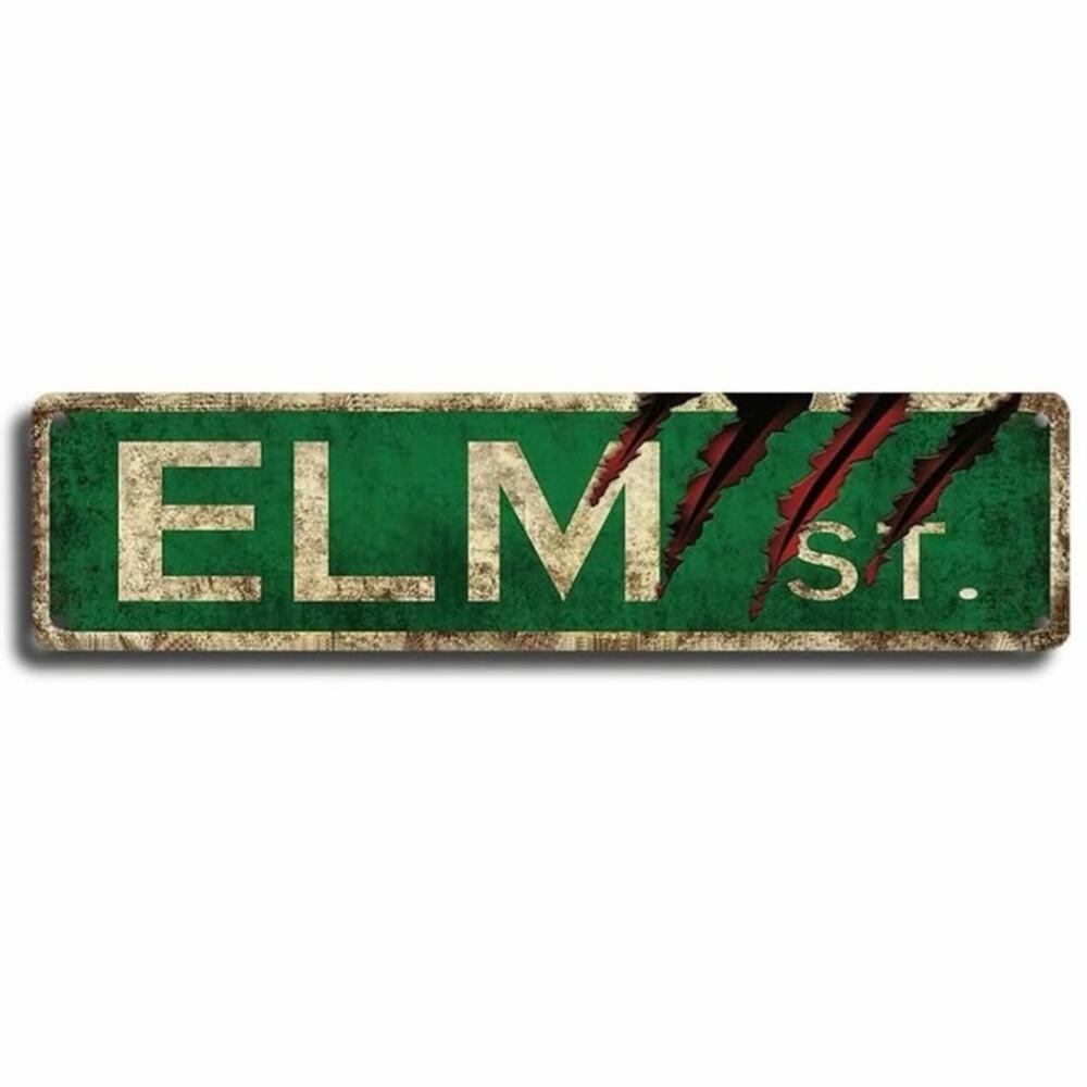 Elm St Horror Movie Metal Sign Nightmare Freddy Claw Scratch Halloween Wall Prop
